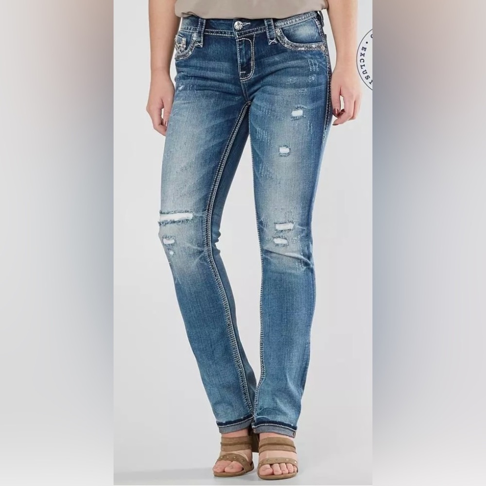 NWOT ROCK REVIVAL Andrea Easy Straight Stretch Jean 28W 33L